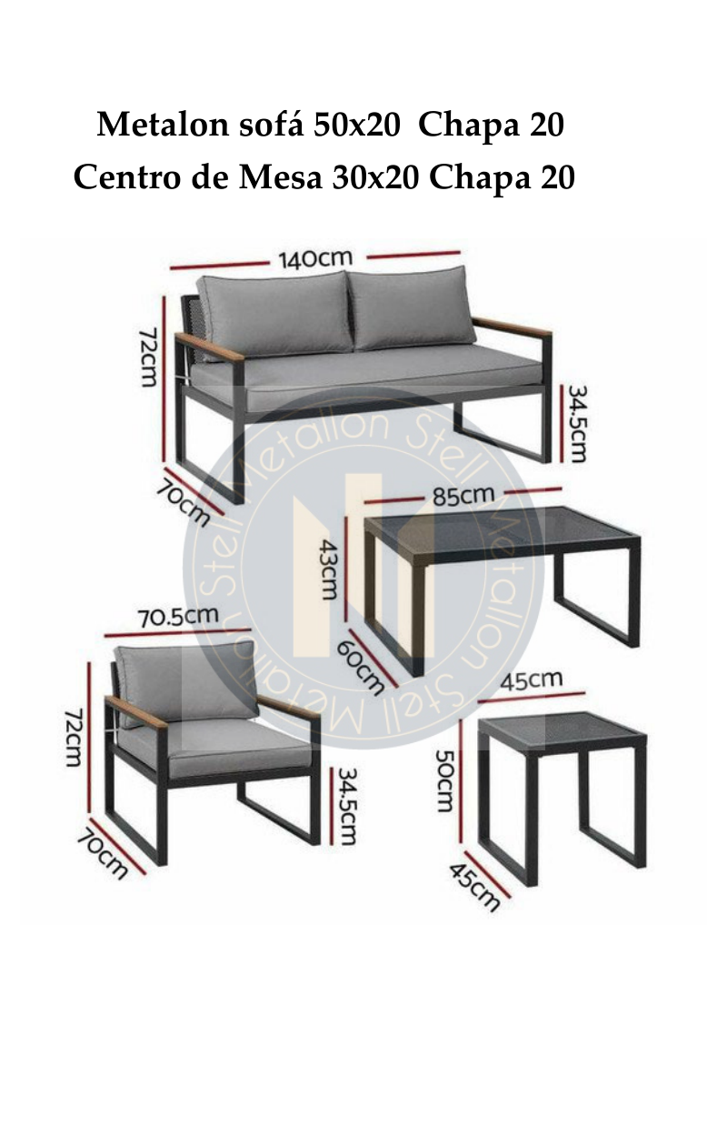 Juego de Sofá y Mesa de Centro